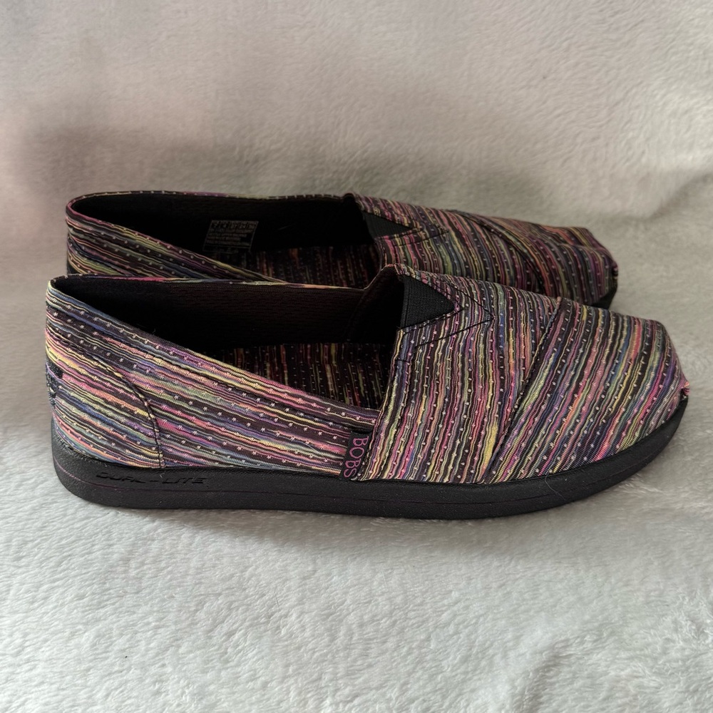 Bobs Shoes Women’s Size 7 Slip On Vibrant Striped Loafers Multi Color